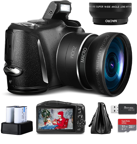 Digital Camera 4K 48MP Vlogging Camera, Camera for Photography with 2 Batteries
